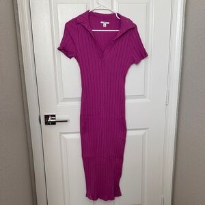 Elegant Pink Ribbed Dress